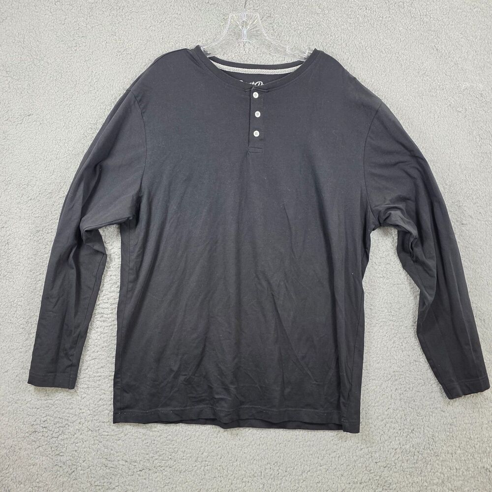 Desert Dunes Henley Shirt Men's Black Weekend Style Organic Cotton Size XL